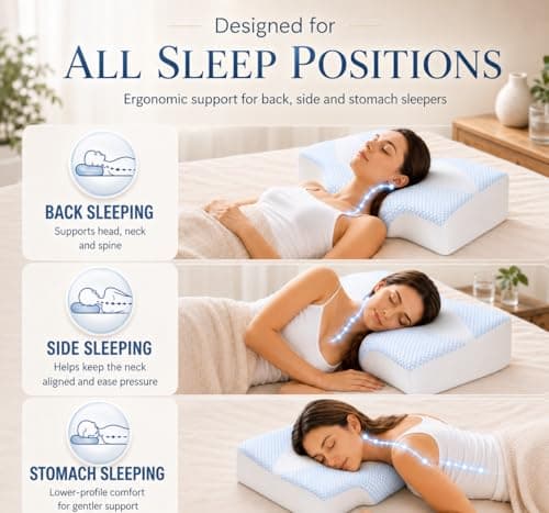 Hydomi Memory Foam Neck Support Pillow for Neck and Shoulder Pain Sleeping with Cooling Pillowcase: Ergonomic Cervical Pillow 5X Pain Relief - Contour Bed Pillows for Side Back Stomach Sleepers — view 4