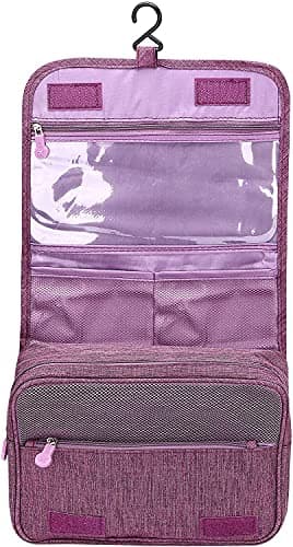 Acopton Portable Hanging Travel Toiletry Bag for Men and Womens Waterproof Bathrooom Shower Bag Multifunctional Cosmetic Makeup Organzier (Purple)