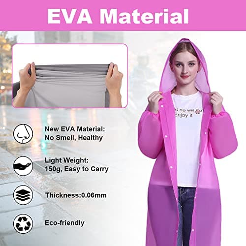 Vicloon Portable Raincoat, 2 Pack Rain Poncho Adult Waterproof with Hoods and Sleeves, Reusable Rain Resistant Poncho for Camping, Emergency Situations, Travel — view 4