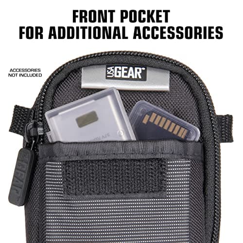 USA Gear Digital Camera Case Compatible with Canon G7x Mark ii, Nikon Coolpix, Canon Elph 190, PowerShot and More - Small Camera Bag Travel Case with Shoulder Strap, Belt Loop and SD Card Pocket — view 2