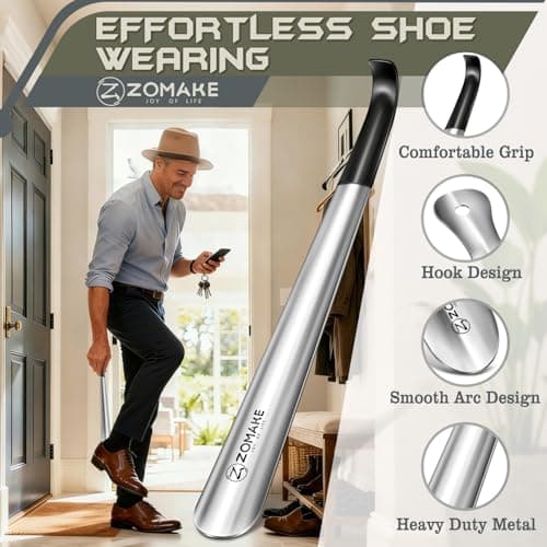ZOMAKE Shoe Horn Long Handled, Long Shoehorn Metal (42cm/19cm - 3 pcs) — view 3