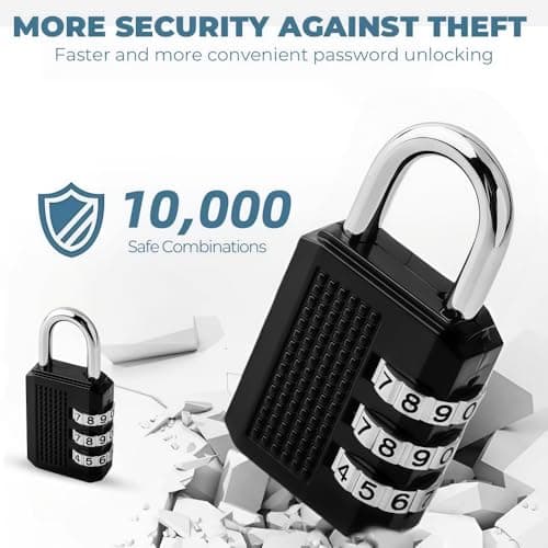 JIAGUAN 2 Pack 3 Digit Combination Padlocks For Storage School Backpack Locker Tool Box Luggage Locks Black — view 6
