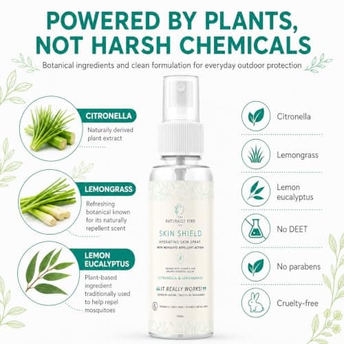 Skin Shield Mosquito Repellent & Hydrating Spray for People and Kids – Citronella & Lemongrass – DEET-Free Natural Bug Spray for Body – 100ml — view 3