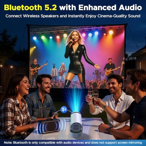 Battery Powered Projector, Mini 4K Projectors with WiFi 6 and Bluetooth 5.2, 220° Rotatable Stand Auto Keystone, Android 11 Smart Portable Projector for Bedroom Home Cinema Outdoor Camping — view 6