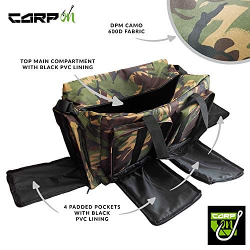 Carp On - Fishing Tackle Luggage 600D CAMO Carryall (52 x 30 x 33cm) - for Carrying All Your Fishing Equipment and Accessories - Use on The Riverside or Bank [27-2110C] — view 4