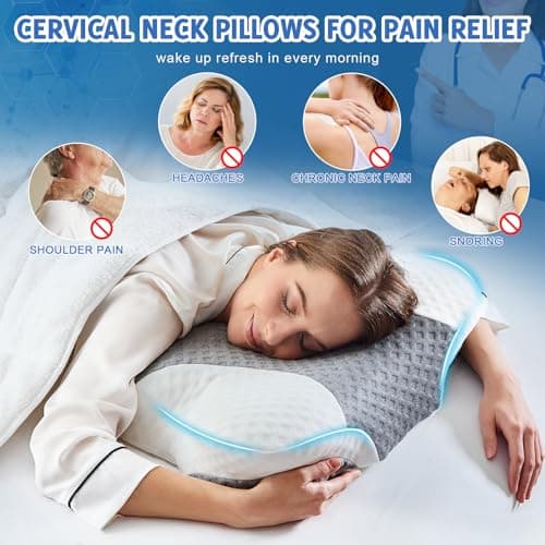 Memory Foam Cervical Neck Pillows - Side Sleeper Pillows for Pain Relief Contour Memory Foam Pillows Ergonomic Neck Support - Adjustable Orthopedic Bed Pillows with Breathable Pillowcase for Sleeping — view 6