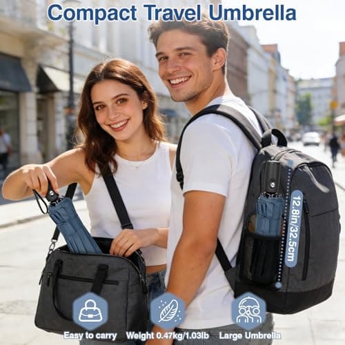 ZOMAKE Compact Umbrella Windproof,Travel Small Umbrella (46in-Grey Blue) — view 5