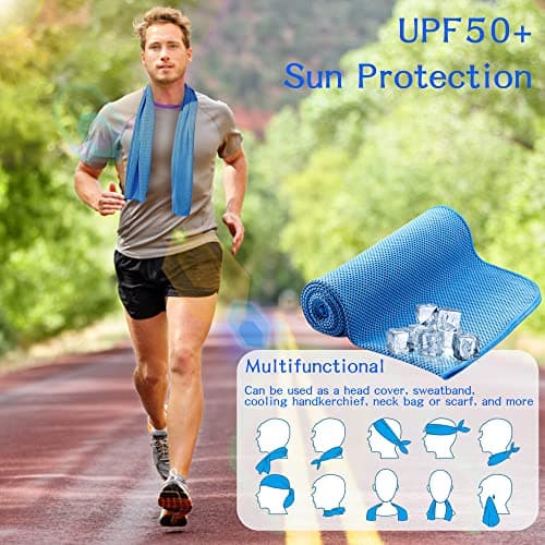 YORFULL Cooling Towels for Neck,Quick Drying Ice Towel Instant Cooling Relief,Soft Breathable Chilly Towel for Gym,Golf,Yoga,Camping,Running, Workout,and More Activities Blue — view 6