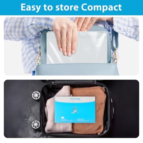 AOGOE Absorbent Sick Bags, 12 Pack Leak Resistant Vomit Bags, Turns Vomit into Gel, 1000ml Portable Sick Bag for Car Travel, Boat or Plane, No Mess Travel Sick Bags for Kids and Pregnancy, Zero Odour — view 6