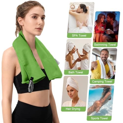 InfiniZer 2 Pack Microfiber Travel Sports Towel,Camping Towel Quick Dry Super Absorbent Ultra Compact Ultra Soft Lightweight,Suitable for Gym,Yoga,Trip,Beach, Shower, Backpacking,Pool (Green) — view 6