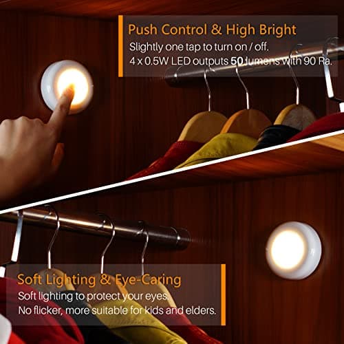 STAR-SPANGLED 2.8” Stick on Puck Lights AAA Battery Operated, 5 Pack Warm — view 2