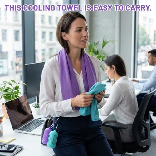 YFHUVB 2 Pcs Cooling Towel, Gym Towels For Women With Portable Silicone Sleeves, Hot Yoga Towel, Sweat Towels For Gym, Instant Cooling For Outdoor Sports, Lake Blue And Purple — view 6