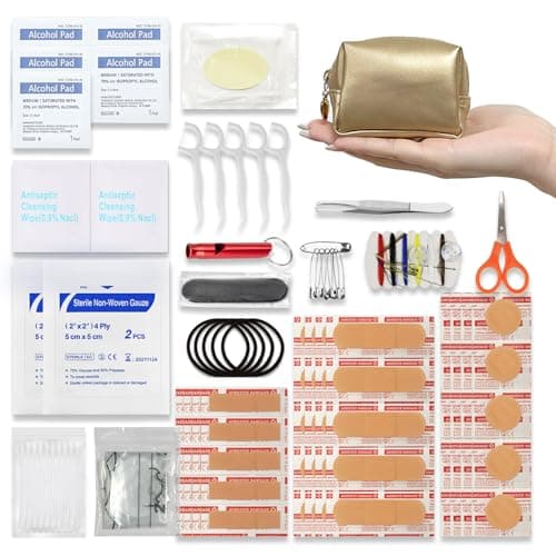 Women's First Aid Kit 120PCS Portable Set Wedding Day Emergency kit Items for Girl Lady Mother Wife Nurse for Girl Lady Mother Wife Nurse Present Set(Golden)