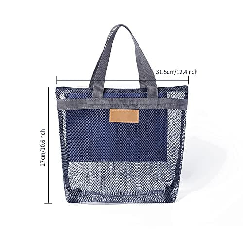 Mesh Shower Caddy Bag, Quick Dry Portable Tote Bag and Inner Pocket, Lightweight Bath Organizer for College Dorm Bathroom, Swimming, Gym, Beach, Travel (Navy) — view 2