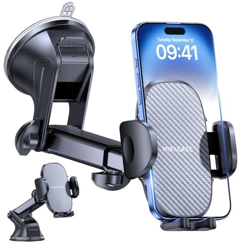 Miracase Car Phone Holder for Cars Dashboard Windscreen Desk, 3in 1 Mobile Phone Mount Automobile Cradle 360° Rotatable Stand GPS Vehicle Mount for iPhone 17 16 15 Pro Plus Max 14 13 12 11Samsung