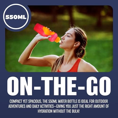 4 x 550ML PRIMA SPORTS WATER BOTTLE GYM DRINKS SCHOOL HOME OFFICE HYDRATION CYCLING HIKING RUNNING Drinking JOGGING Adults Children Kids Daily Use Fitness Outdoor BPA FREE PLASTIC Non-Toxic UK — view 4