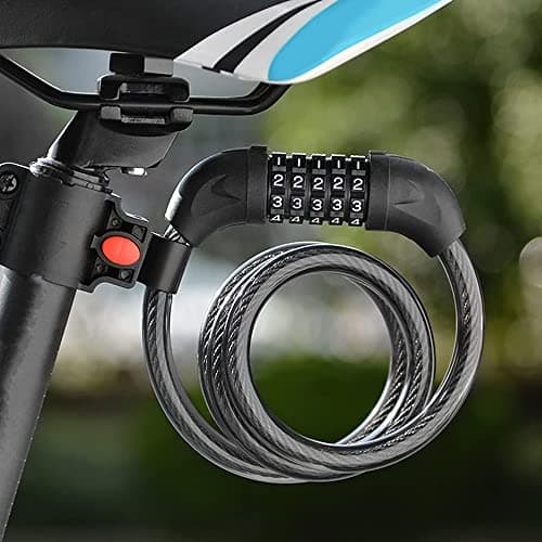 Bike Lock, GoFriend Bicycle Lock High Security 5 Digit Resettable Combination Coiling Cable Lock Best for Bicycle Outdoors, 1.2mx12mm (Black) — view 5