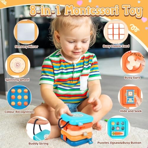 ZCOINS Foldable 5-Panel Activity Busy Cube for Toddlers 18M+, Home & Travel Montessori Sensory Busy Board with Fine Motor Activities, Independent Play Baby Toy Airplane Essentials & Learning Gift — view 2