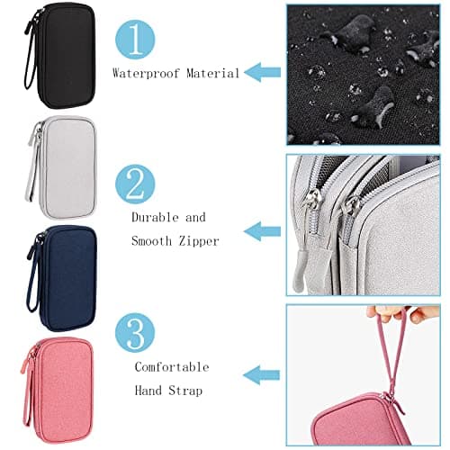 YWKJDDM Electronics Accessories Organiser Bag, Double-Layer Cable Organiser Bag, Waterproof Travel Gadget Bag for for Power Bank Charger Adapters Flash Disk (Grau), YW00039 — view 5