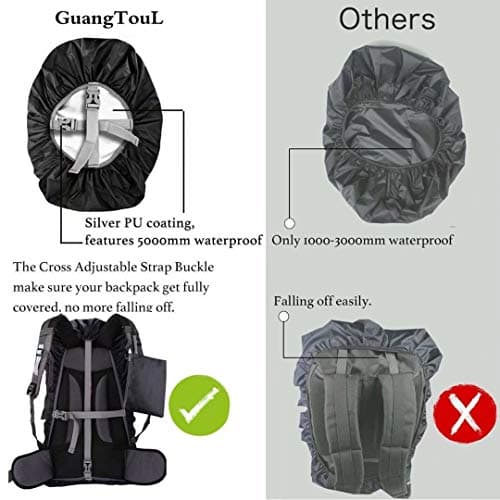 GuangTouL Waterproof Backpack Rain Cover for 65-75L Backpack, 190T Nylon Rucksack Rain Cover with Adjustable Buckle Strap, Waterproof Pack for Hiking Camping Travel Cycling, Outdoor Protection — view 3