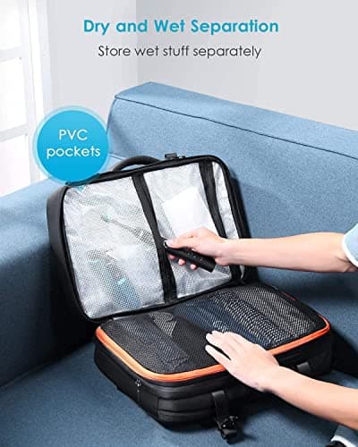 HOMIEE Easyjet Cabin Bags 22-40L Expandable Travel Backpack 45x30x17 Underseat Carry On Backpack Flight Approved Hand Luggage Suitcase 15.6 Inch Laptop Rucksack Casual Daypack School Bag Black — view 2