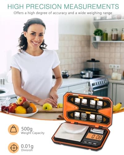 ORIA Digital Pocket Scale, 500g x 0.01g Mini Jewellery Scale, Orange — view 2