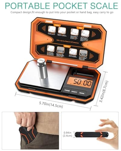 ORIA Digital Pocket Scale, 500g x 0.01g Mini Jewellery Scale, Orange — view 4