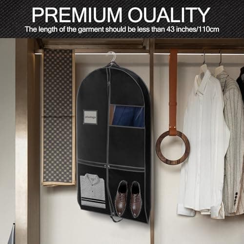3 Pack 43" Garment Bag Suit Bag Garment Bags for Travel Duffle Bags for Hanging Clothes Storage Bag Carry on Garment Bag, Ideal for Wardrobes, Blazers, Dresses, Coats — view 4
