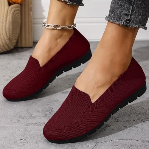 Women's Loafers Shoes Flats Slip-On Stretch Knit Upper Mesh Breathable Walk — view 2