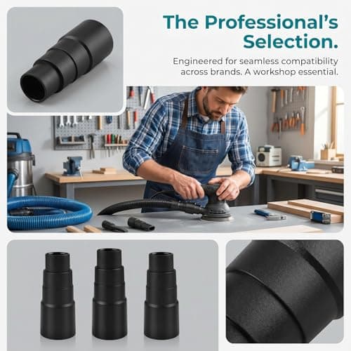 3 PCS Universal Vacuum Adapter Set, Dust Extraction Hose Adapter for Power Tools, Dust Extraction Reducer 25-42mm Cut to Fit, for Random Orbital Sanders, Circular Saw Router, Jigsaw — view 5