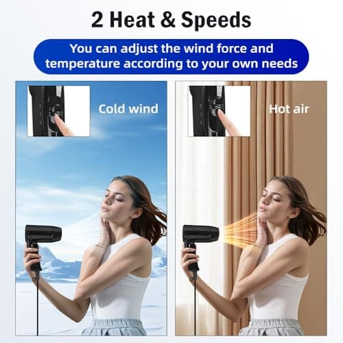 Riloer Hot And Cold Folding Hair Dryer For 12 V Cars, Travel Hair Dryer, Car Heater, Car Mist Eliminator,Portable Compact Foldable 12V in Car for Travelling,Camping, Festivals, Caravan, Motorhome — view 6