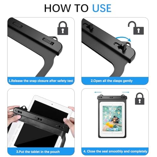 Waterproof Tablet Case, Tablet Pouch Dry Bag Fit iPad 11“ A16 Pad Pro 10.5 New iPad 9.7 2017/2018 iPad Air 4/3 10.9" 2022/2020 iPad 10.2" Galaxy Tab S10 /S8/S7,Android Tablet Up to 11 inch — view 6