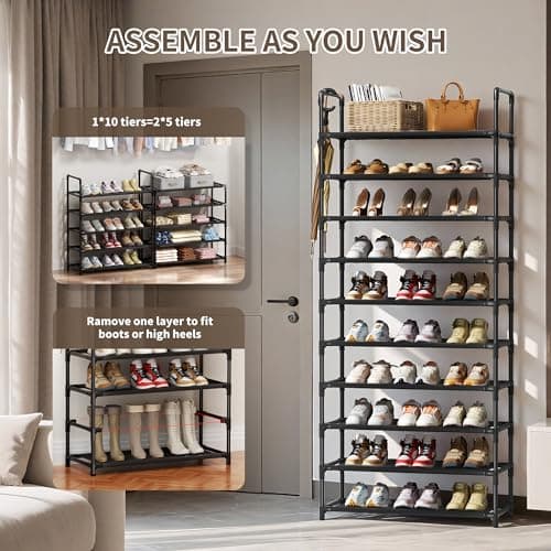 SPUSEN Shoe Rack, 10 Tier Shoe Storage Organizer,175 * 56 * 30cm,XL — view 6