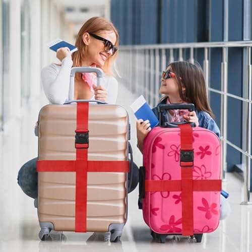 2Pcs Suitcase Straps Set, Adjustable Suitcase Straps, Heavy Duty Luggage Straps with Quick Release Buckle, Travel Accessories Thickened Luggage Belt for Suitcase Baggage — view 6