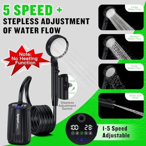 Spopal 10000mAh Portable Camping Shower Pump for Camping Hiking Pet Washing — view 3