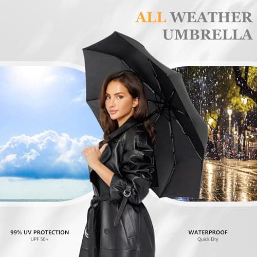 VidFair Mini Folding Travel Umbrella, Windproof Strong, UV Protection, 6 Ribs, Pocket Umbrella with Capsule Case for Women, Men, Girls (Small) — view 5