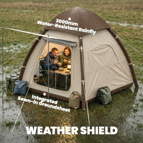 Outsunny Inflatable Camping Tent Rainfly 2-3 Man 3000mm Waterproof Cream — view 5
