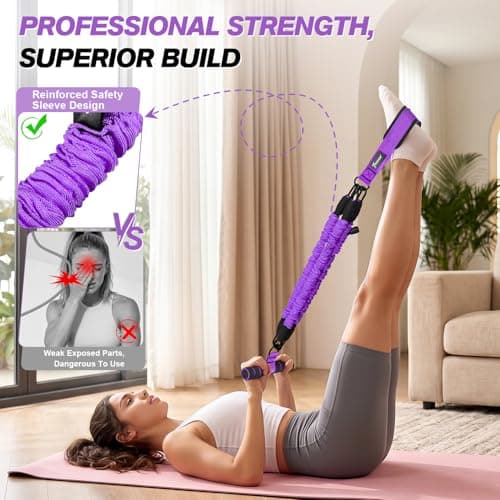 WOQQW Multifunction Pedal Resistance Band With Handle, Upgraded 3 Tube Adjustable Foot Resistance Bands for Core, Arm, Legs, Body Puller Trainer - Pilates & Home Gym Equipment for Women Men Exercise — view 4