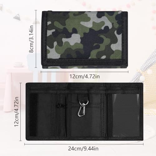 Aucuu Kids Wallet, Cartoon Waterproof Wallet, Trifold Wallets with Coin Pocket Zippered, with Card Slots Lanyard, with Chain, Travel Document Wallets for Teenagers Boys Girls(Camouflage) — view 2
