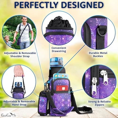 EcoEarth - Water Bottle Holder with Strap - Water Bottle Carrier Bag for Hiking - Crossbody Hydration Pouch with Phone Holder — view 2