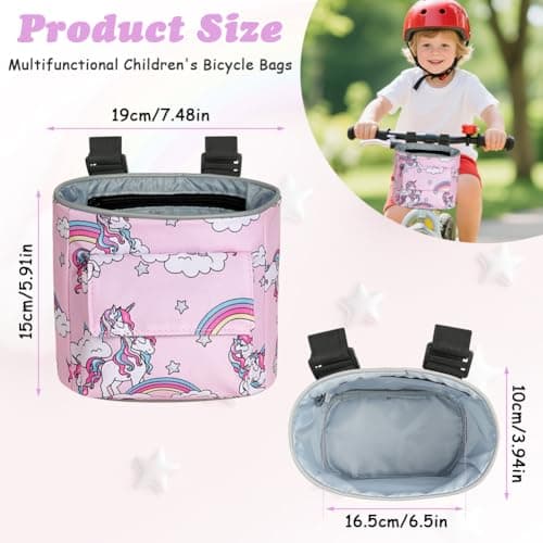 Flintronic Kids Bike Basket, Waterproof Bicycle Handlebar Bag, Detachable Bicycle Basket for Balance Bike — view 2