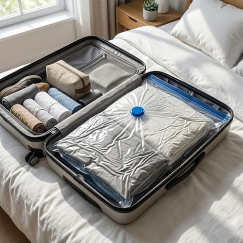 DrySmart Vacuum Storage Bags with Hand Pump, Combo Pack of 12(3 of Each Size) Compression Storage Pack with Zip Seal, Space Saver Vacuum Pack Bags for Clothes, Bedding, Blankets, Travel & Home — view 6