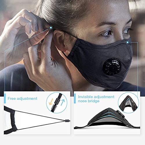 sdgfd 2 PIECES Washable Anti-Fog Anti Dust Mask Antibacterial activated carbon filter mouth mask with filter, PM 2.5 dust mask with 4 air filter cotton towels — view 2