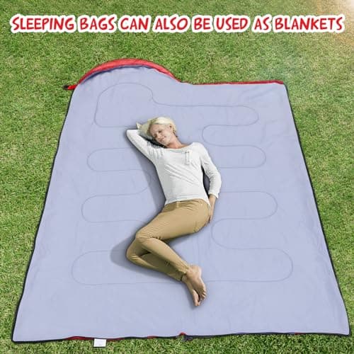 Pystuvo Sleeping Bag for Adults,4 Season Sleeping Bag,Lightweight,Waterproof Indoor & Outdoor Use,Red+Black — view 5
