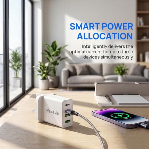 USB C Plug Fast Charge,40W 4-Port Multi USB Charger Plugs UK 2Pack — view 4