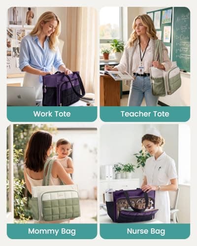 LOVEVOOK Laptop Tote Bags for Women, 15.6 Inch Large Handbags & Shoulder Bags with Zip, Lightweight Puffer Teacher Nurse Work Bag with Compartments, Ladies College Office Bag for School Travel Beach — view 2