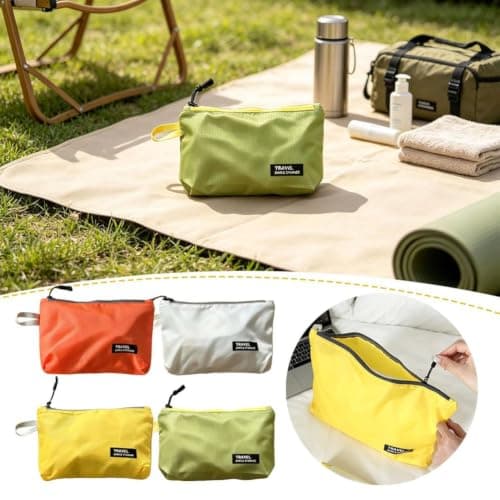 4-Piece Travel Organizer Bags for Luggage, Nylon Zipper Pouch Set (Orange) — view 3