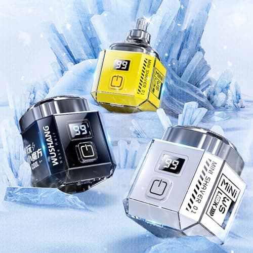 Portable Electric Shaver for Men with Digital Display, Yellow — view 3