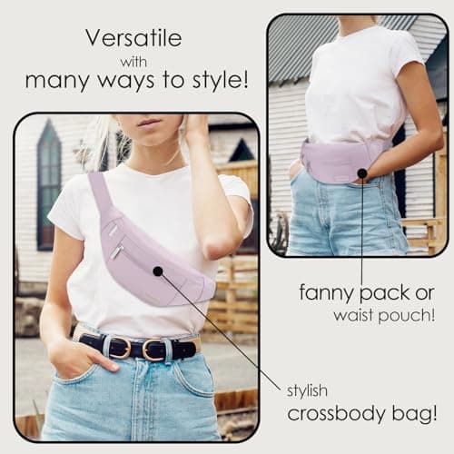 MAXTOP Large Bumbag Waist Fanny Pack Running Belt for Men Women Unisex Bum Bag with Headphone Jack and 4-Zipper Pockets Adjustable Belt for Travel Running Jogging Workout Hiking Gifts Lavender Purple — view 2