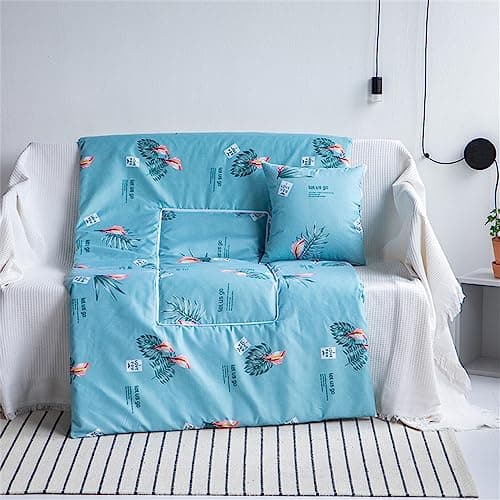 Surwin Modern 2 in 1 Travel Pillow Blanket, Adult Kids Multifunctional Airplane Blanket Back Support Cushion for Rest Sofa Bed Office Chair (100x150cm, Green Summer) — view 2